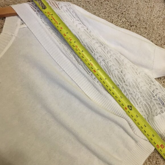 Cotton Rayon White Pointelle Knit Balletcore Bolero - Picture 7 of 12